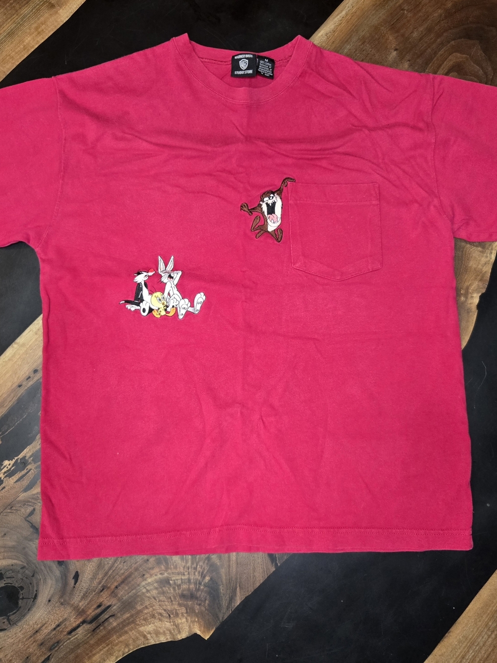 Warner Bros. Bright Red Looney Tunes Embroidered Pocket Tee